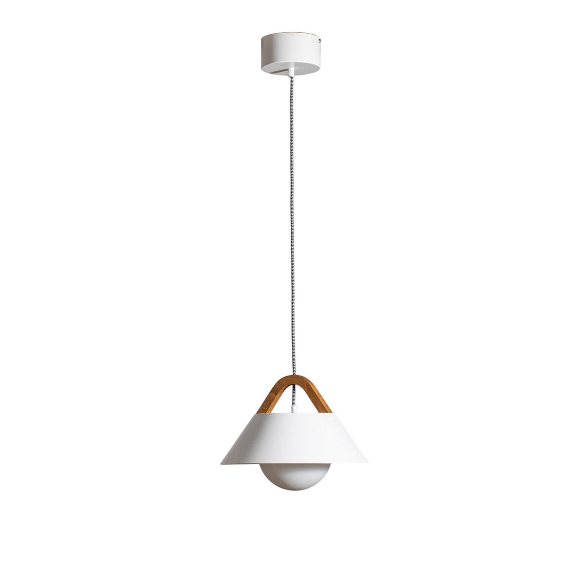 Luminex Hängelampe Pendelleuchte Funda braun weiß Ø 30 cm Stahl Holz Glas La694 - 5907565935059