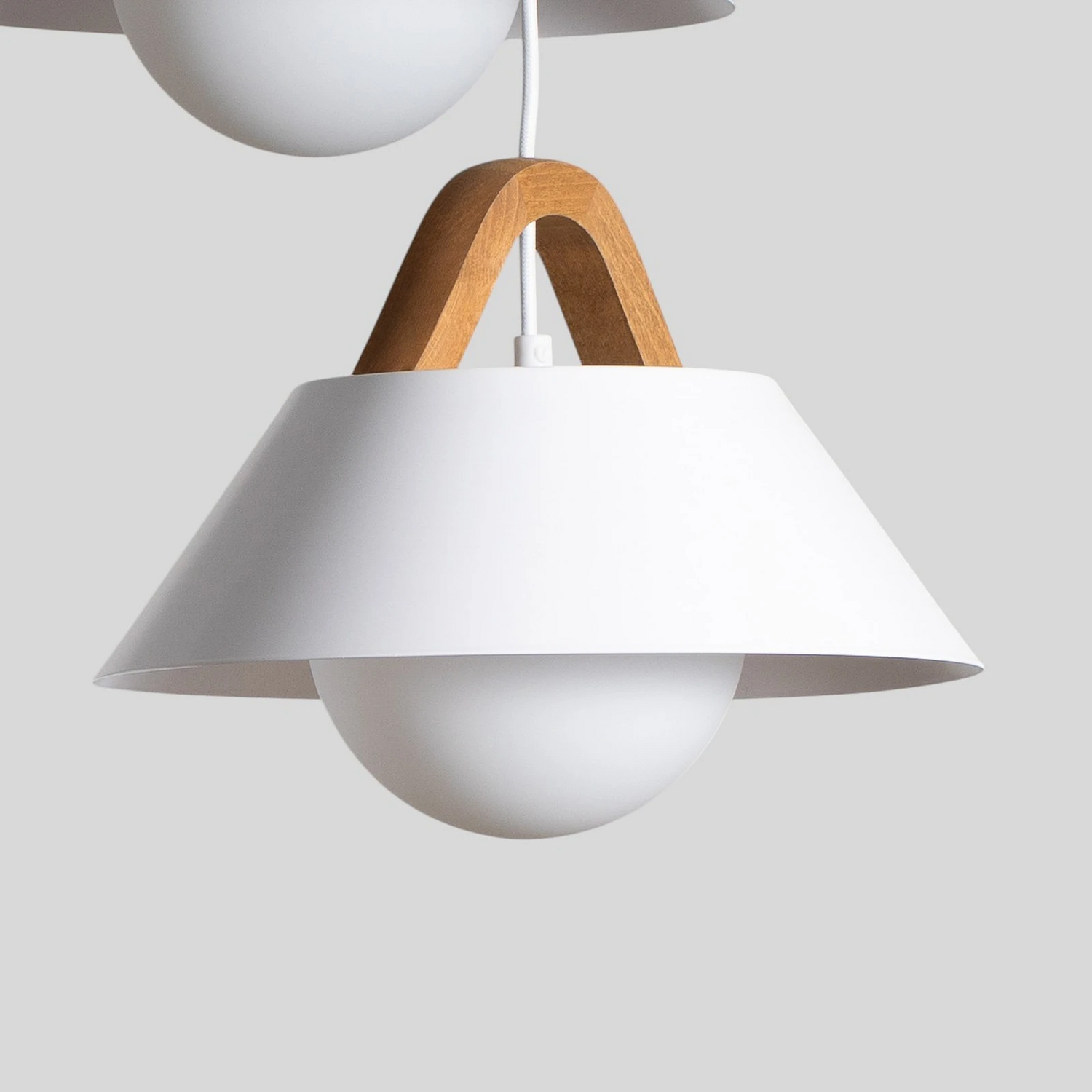 B-Ware Luminex Hängelampe Pendelleuchte Funda Braun/Weiß ø 64 Cm Stahl Holz 3 Flg - 5907565935073