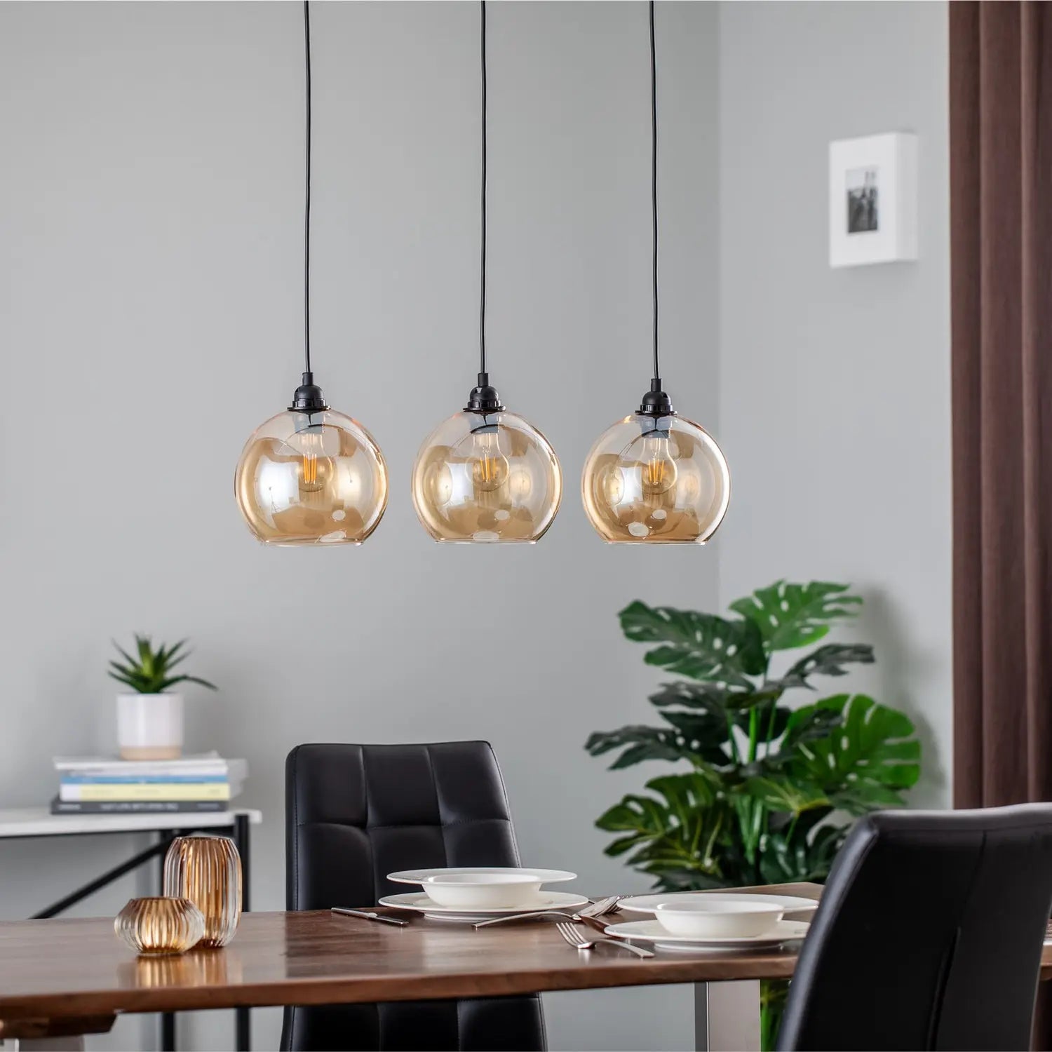 B-Ware Opviq Hängelampe Gold 022 Hängeleuchte Lampe 3 Flg Linear Glas ø20cm Siehe Text - 8682870091184