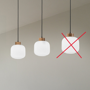 B-Ware Harmony Hängelampe Pendelleuchte Opalglas Eichenholz L110cm 3flg SIEHE TEXT/F128