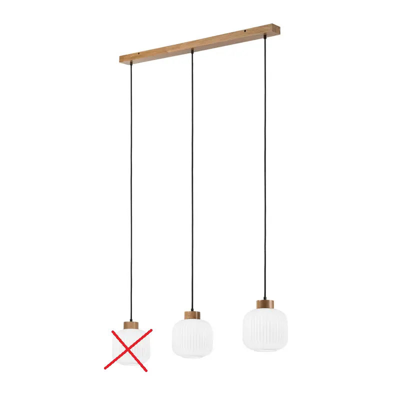 B-Ware Harmony Hängelampe Pendelleuchte Opalglas Eichenholz Länge 110 Cm 3 Flg - 5907687453509