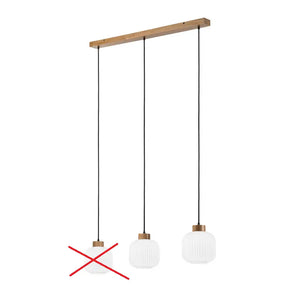B-Ware Harmony Hängelampe Pendelleuchte Opalglas Eichenholz L110cm 3flg Siehe Text/Foto