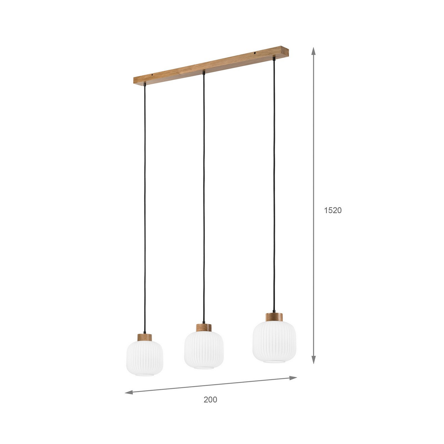 B-Ware Lamkur Pendelleuchte Hängeleuchte Harmony Opalglas Eiche Dreiflammig Led E27 - 5907687453509