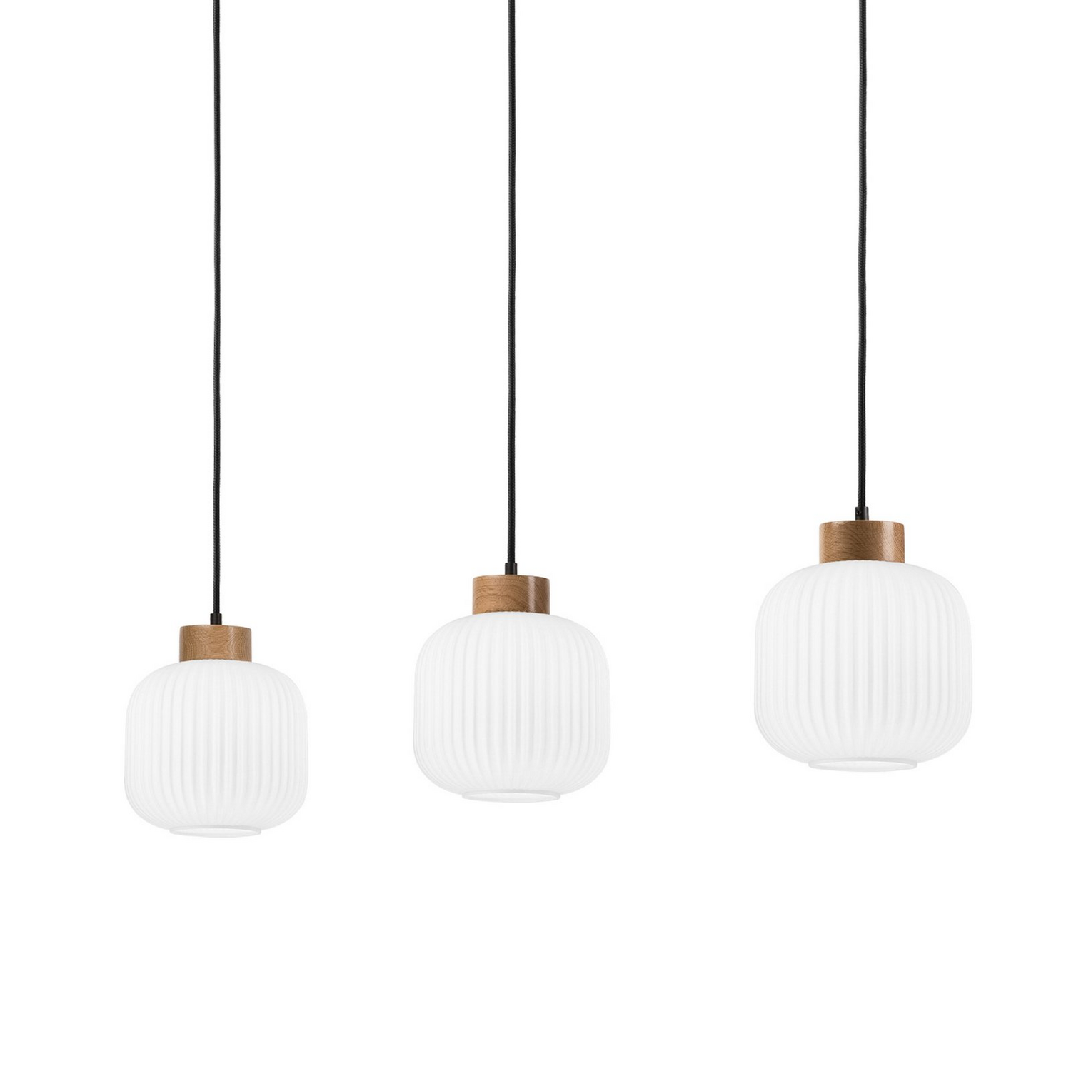 B-Ware Lamkur Pendelleuchte Hängeleuchte Harmony Opalglas Eiche Dreiflammig Led E27 - 5907687453509