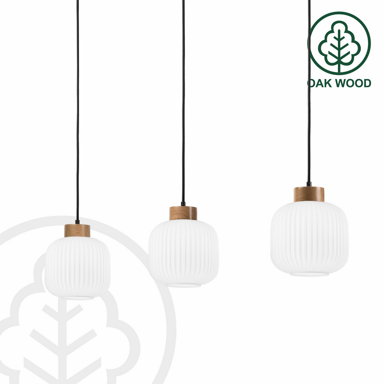 B-Ware Lamkur Pendelleuchte Hängeleuchte Harmony Opalglas Eiche Dreiflammig Led E27 - 5907687453509