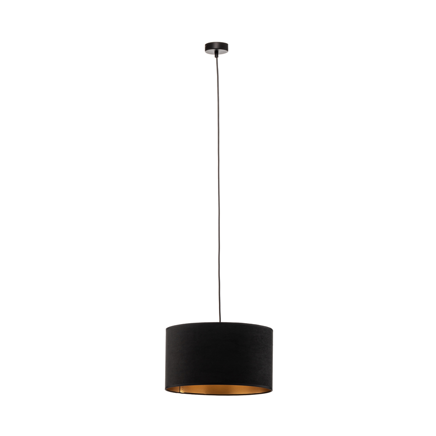 Emibig Hängelampe Pendelleuchte Jari Schwarz Gold Stoffschirm 1fl Esszimmer B-Ware - 5901738920446