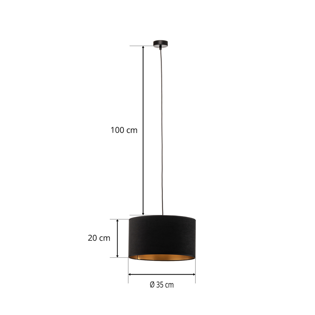 Emibig Hängelampe Pendelleuchte Jari Schwarz Gold Stoffschirm 1fl Esszimmer B-Ware - 5901738920446