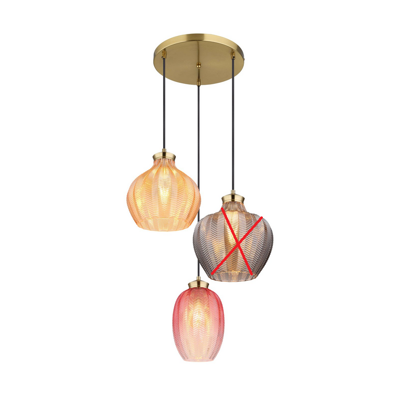 Hängelampe Jessica Leuchte Pendelleuchte Glas Bunt 45 Cm 3 Flg Siehe Text/Foto B-Ware - 9007371487110