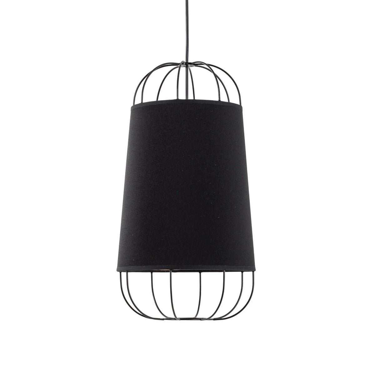 Laterne Hängelampe Pendelleuchte Textil Metall schwarz klein - 5905317606936