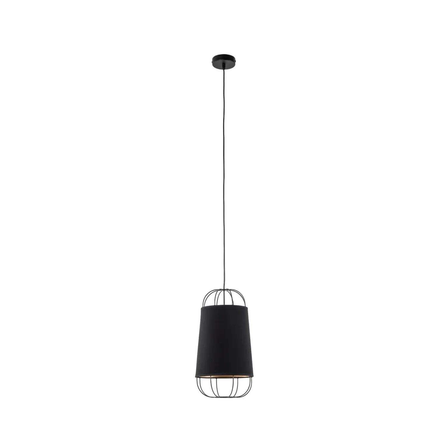 B-Ware Laterne Hängelampe Pendelleuchte Textil Metall Schwarz Klein - 5905317606936
