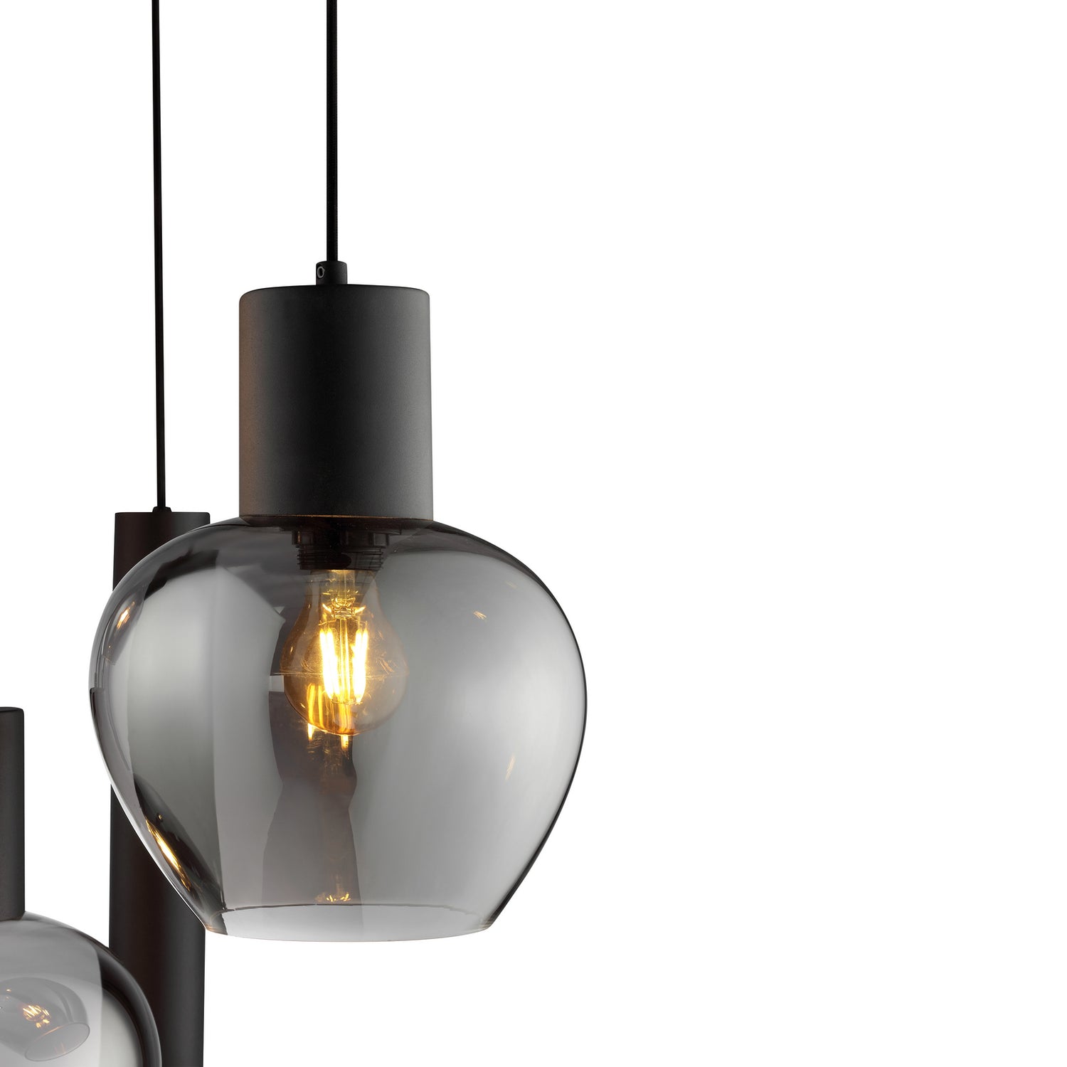 B-Ware Brilliant Hängelampe Ligari Pendelleuchte Schwarz Rauchgrau Metall Glas 68 Cm - 4004353461286