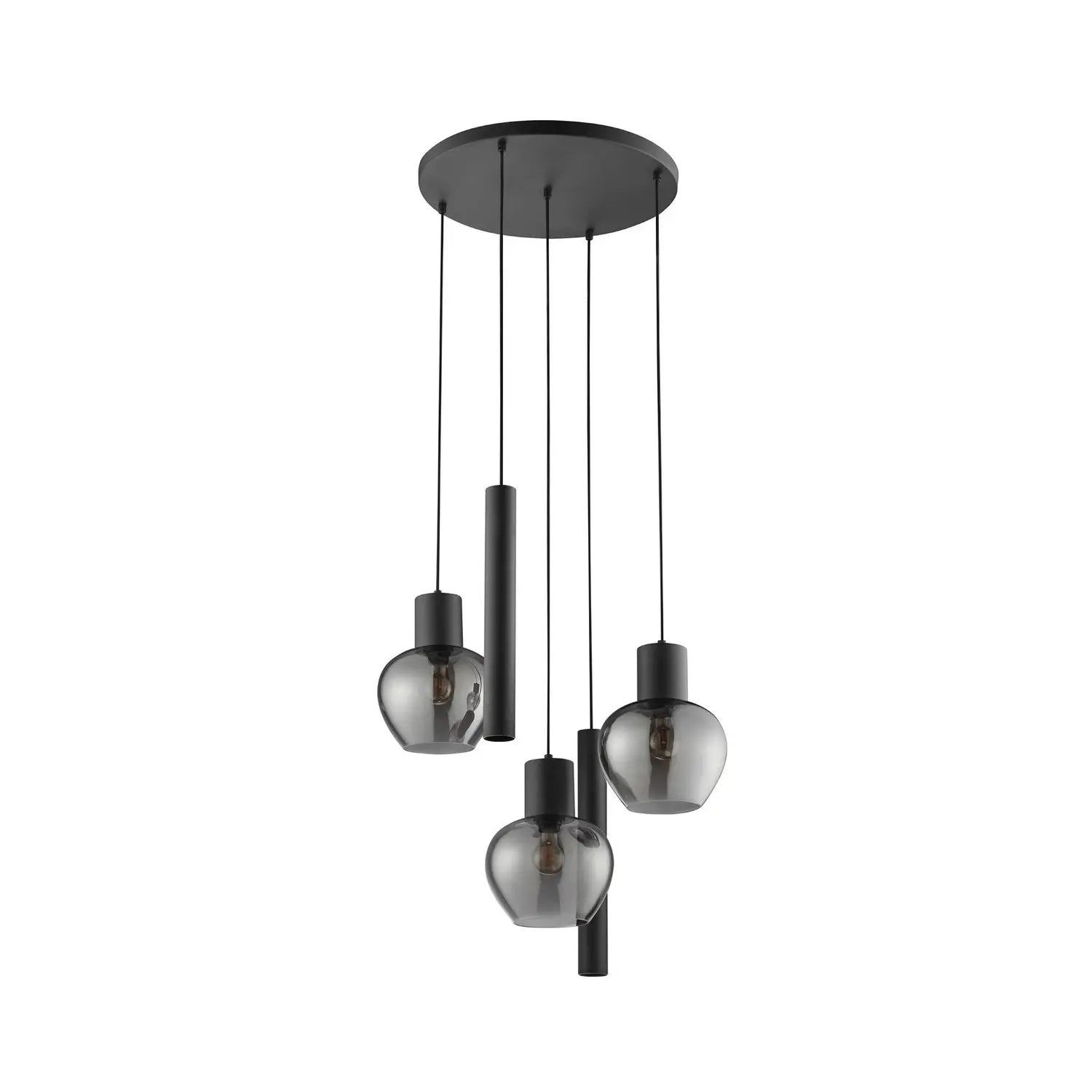 B-Ware Brilliant Hängelampe Ligari Pendelleuchte Schwarz Rauchgrau Metall Glas 68 Cm - 4004353461286