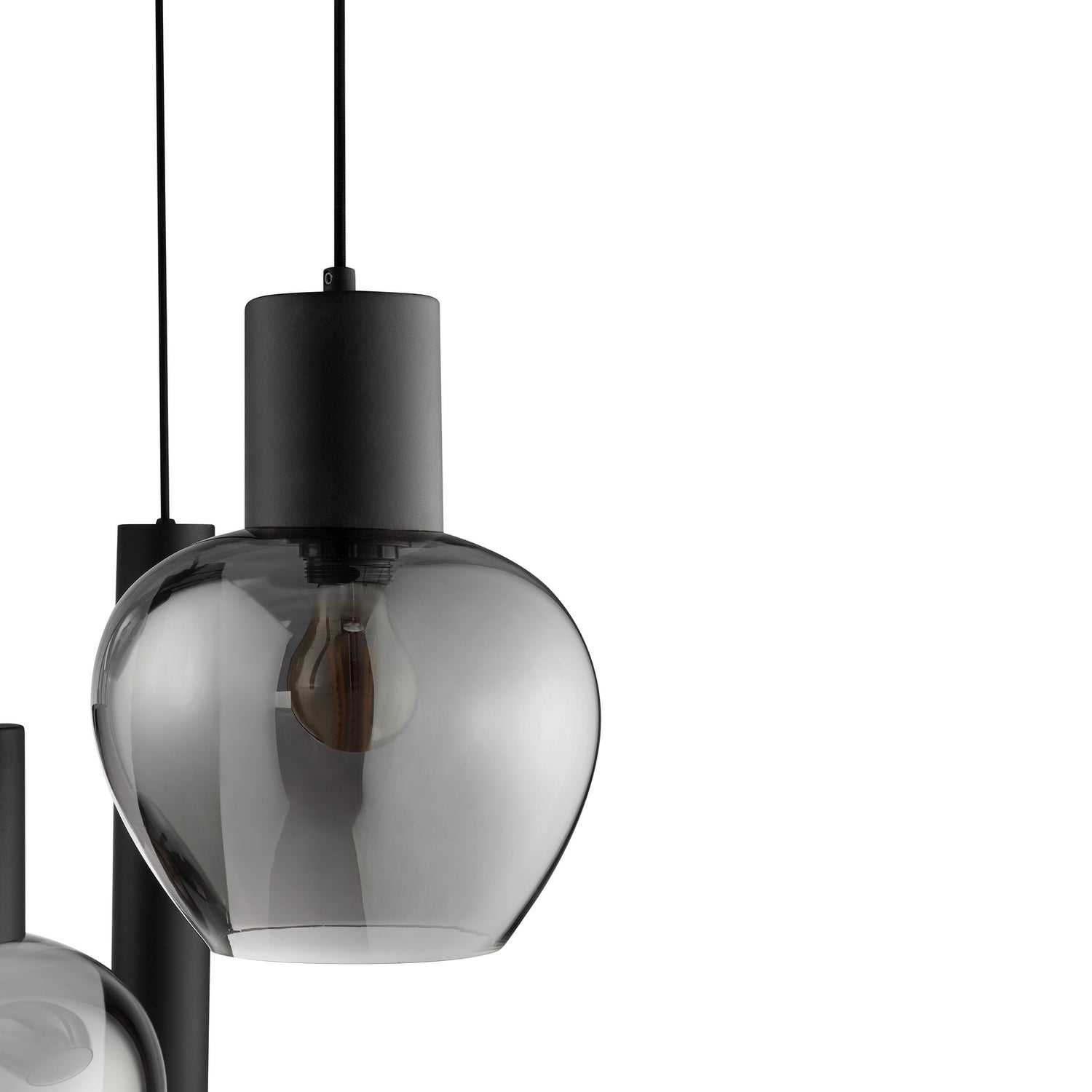 B-Ware Brilliant Hängelampe Ligari Pendelleuchte Schwarz Rauchgrau Metall Glas 68 Cm - 4004353461286