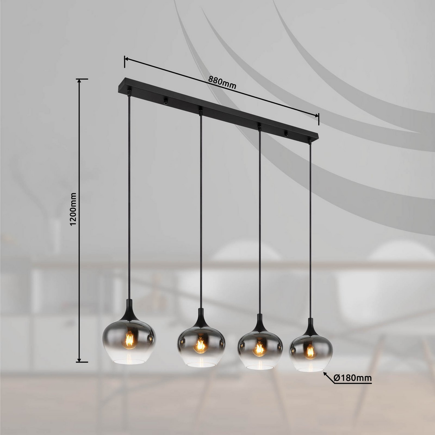B-Ware Globo Maxy Hängelampe Lampe Pendelleuchte Hängeleuchte Glas Rauchgrau - 9007371432400