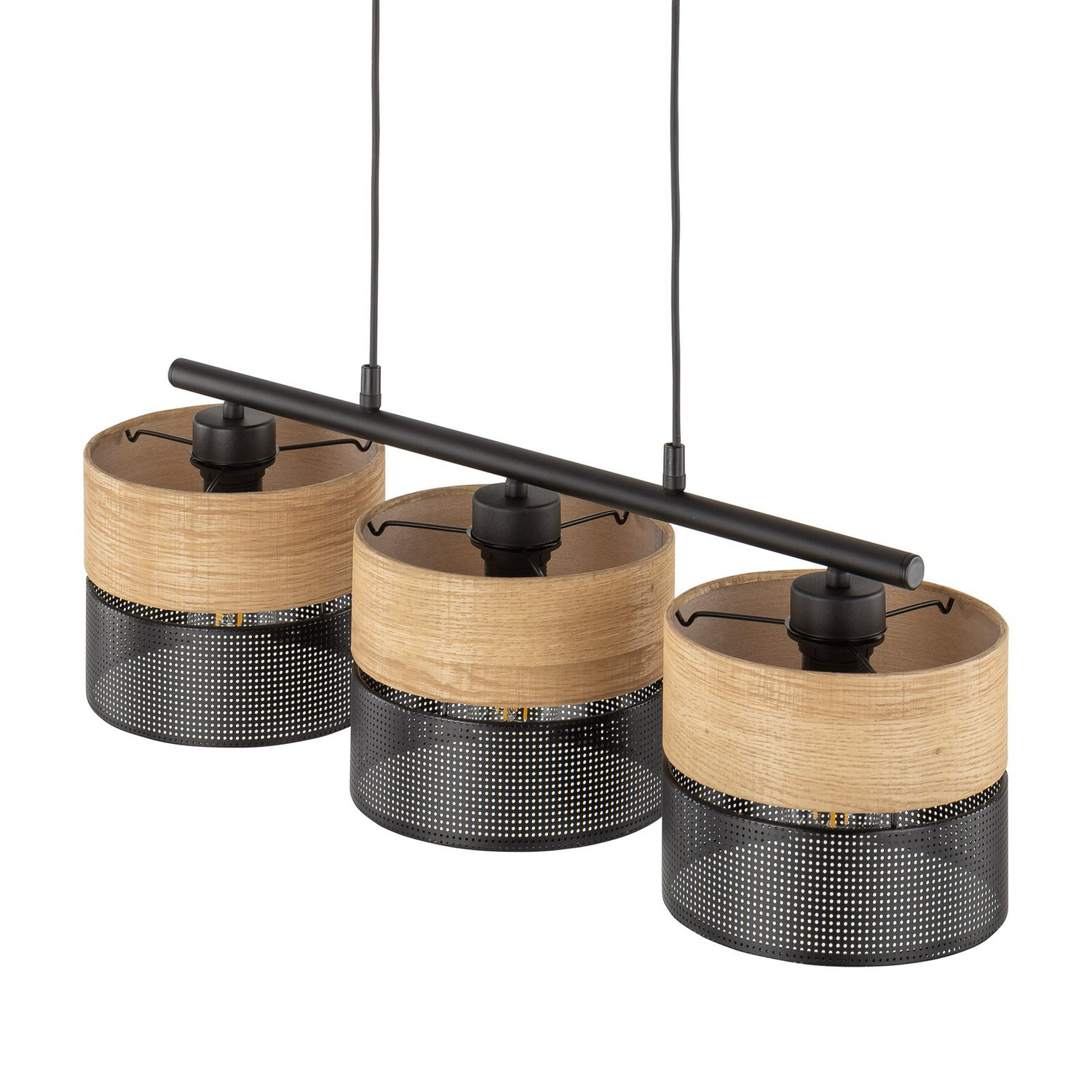 B-Ware Tk Lighting Hängelampe Nicol Leuchte Schwarz/Holzoptik 70x20 Cm 3 Flg Siehe Text - 5901780548018