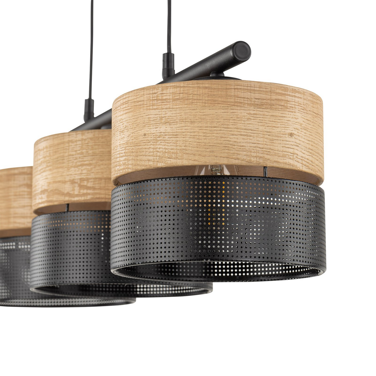 B-Ware Tk Lighting Hängelampe Nicol Leuchte Schwarz/Holzoptik 70x20 Cm 3 Flg Siehe Text - 5901780548018