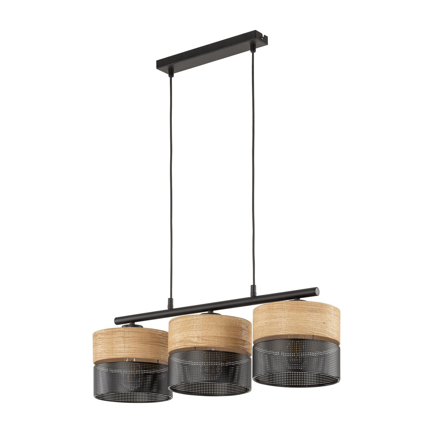 B-Ware Tk Lighting Hängelampe Nicol Leuchte Schwarz/Holzoptik 70x20 Cm 3 Flg Siehe Text - 5901780548018
