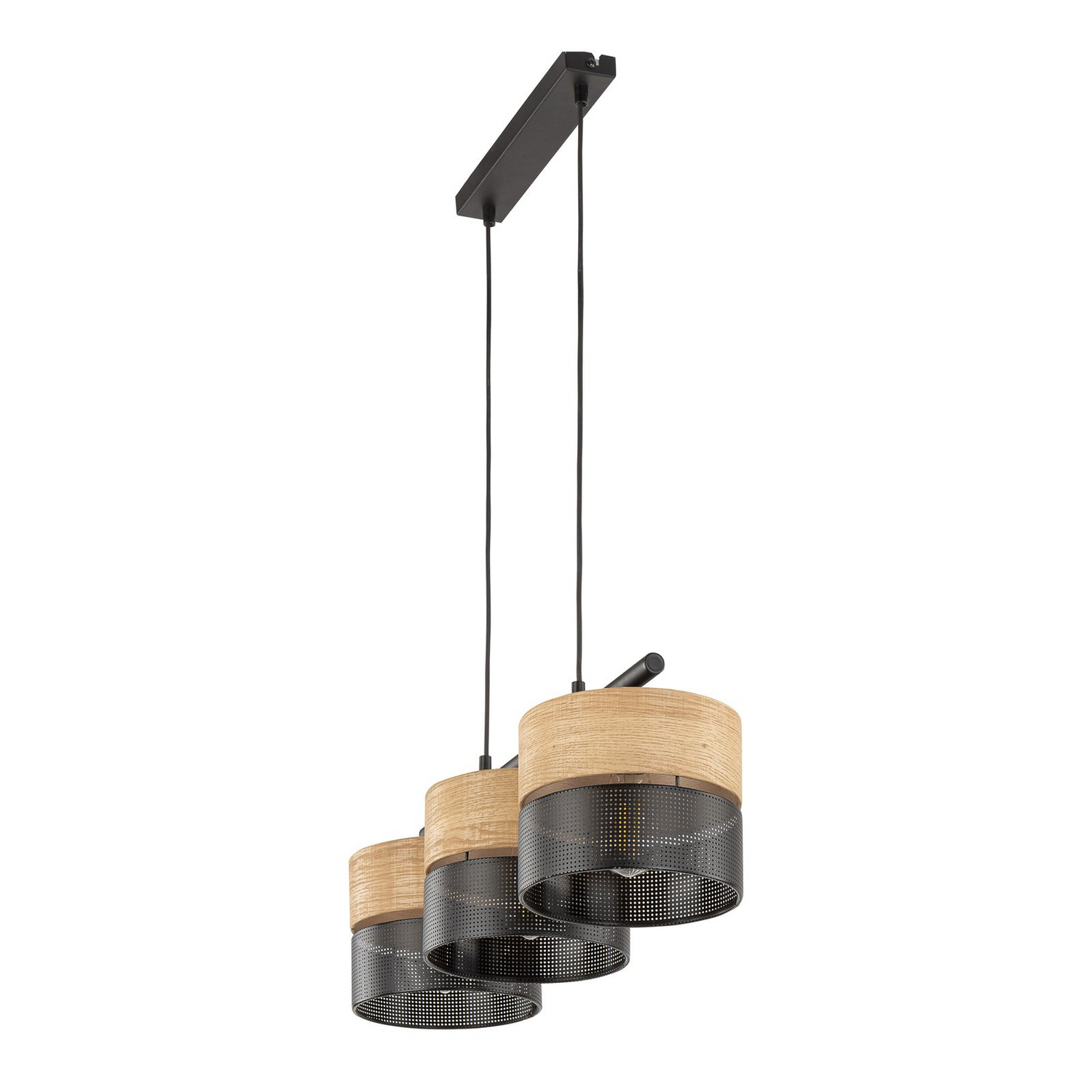 B-Ware Tk Lighting Hängelampe Nicol Leuchte Schwarz/Holzoptik 70x20 Cm 3 Flg Siehe Text - 5901780548018