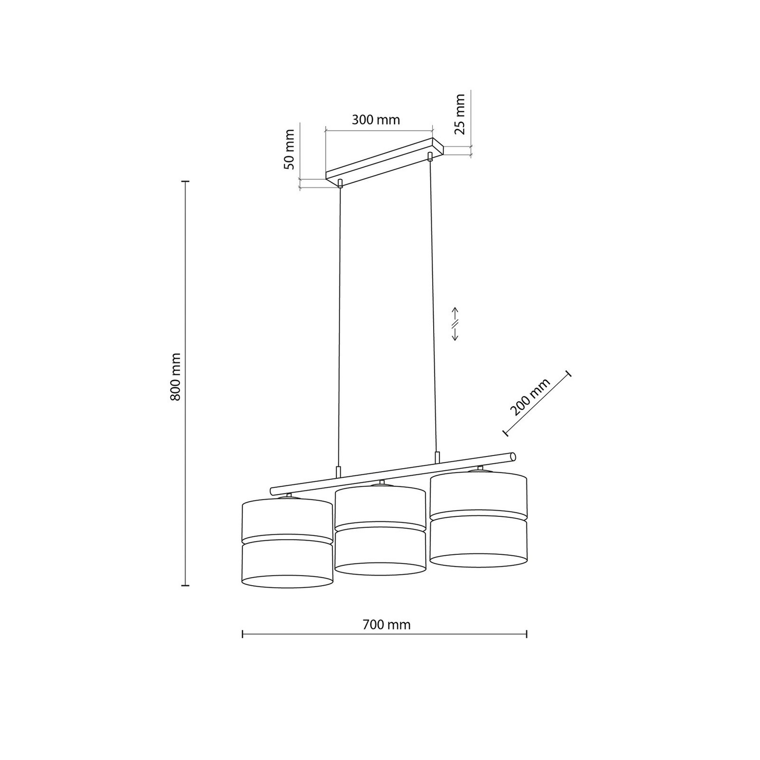 B-Ware Tk Lighting Hängelampe Nicol Leuchte Schwarz/Holzoptik 70x20 Cm 3 Flg Siehe Text - 5901780548018