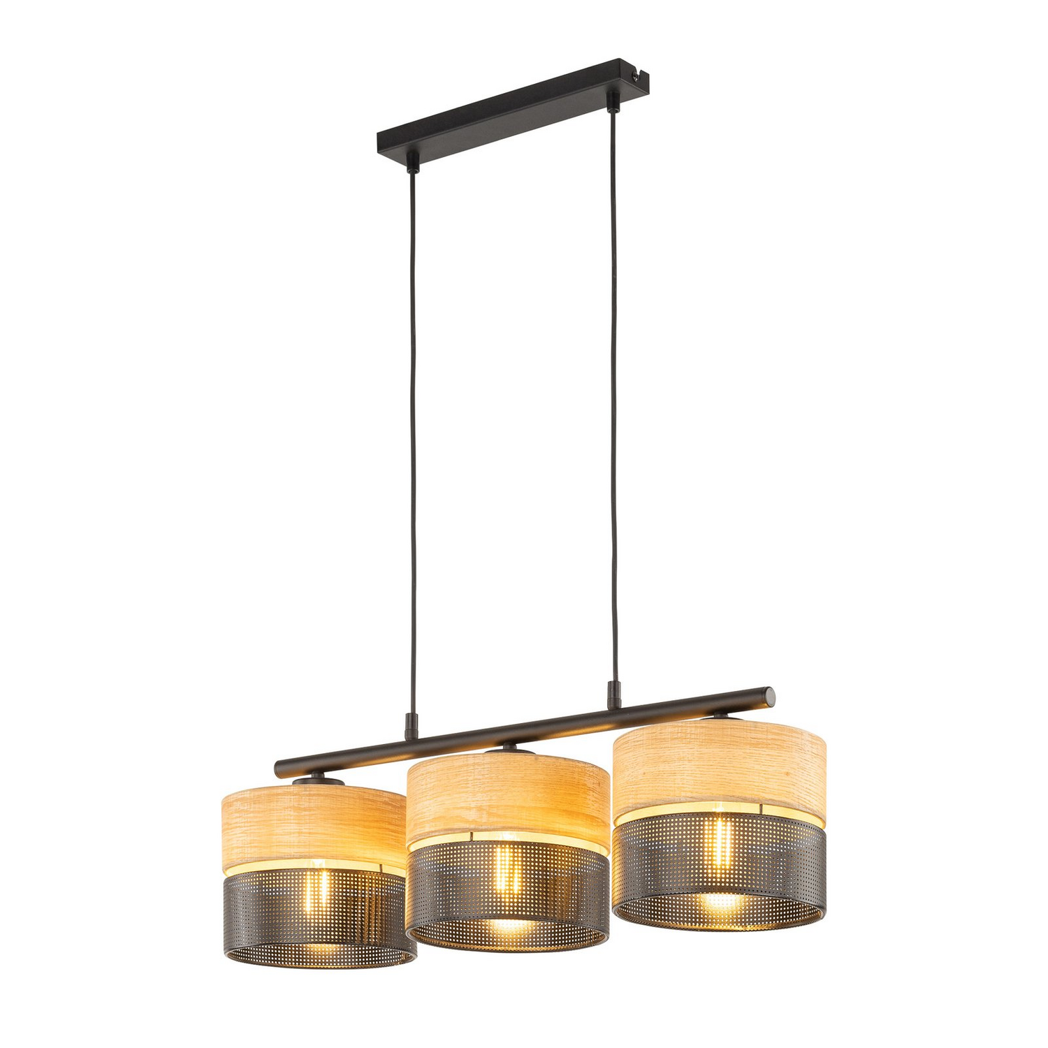 B-Ware Tk Lighting Hängelampe Nicol Leuchte Schwarz/Holzoptik 70x20 Cm 3 Flg Siehe Text - 5901780548018