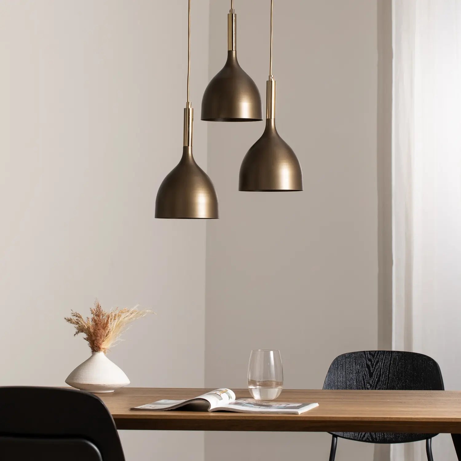 B-Ware Noak Hängelampe Pendelleuchte Lampe Stahl 3 Flg Led Deckenleuchte Titan/Gold - 5907565940046