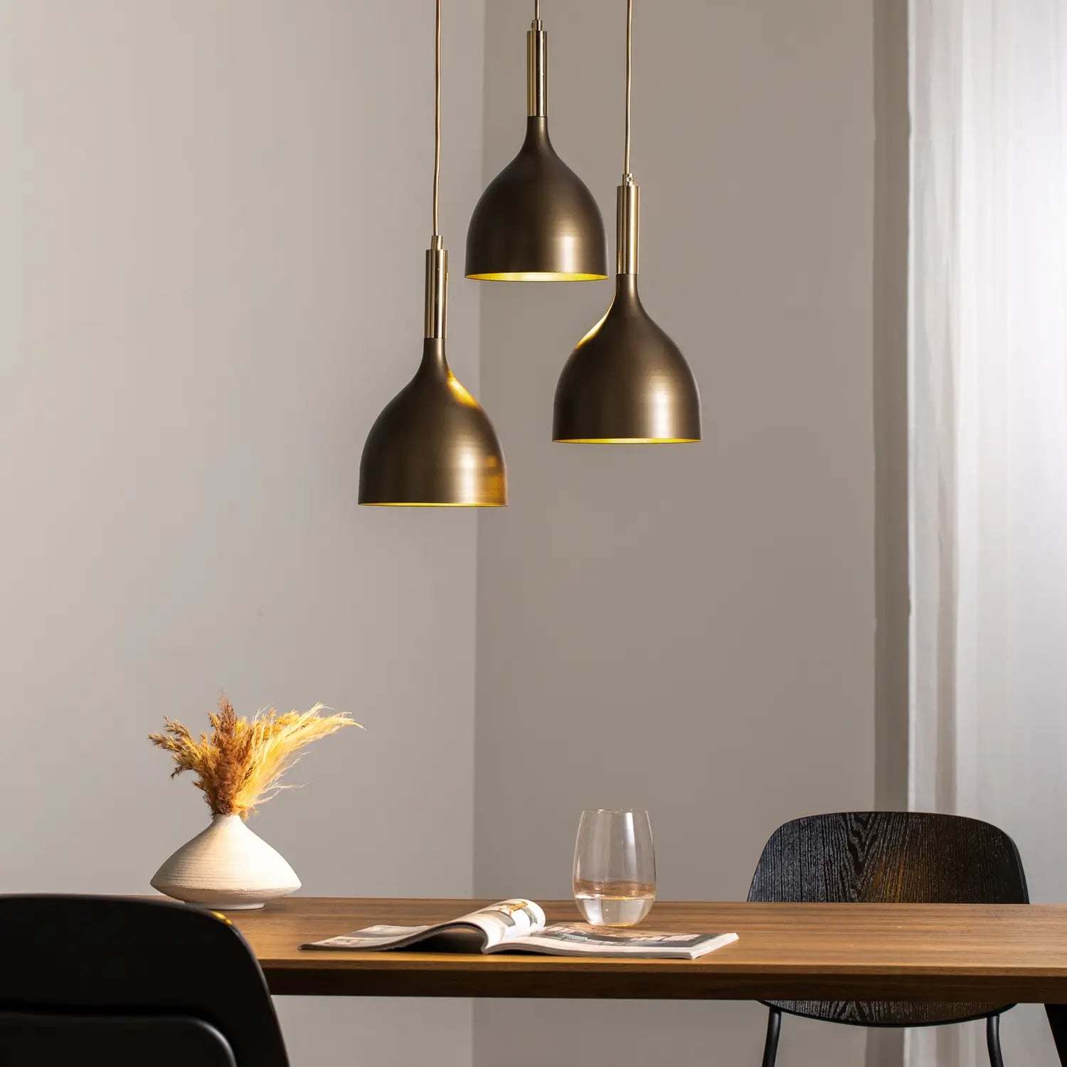 B-Ware Noak Hängelampe Pendelleuchte Lampe Stahl 3 Flg Led Deckenleuchte Titan/Gold - 5907565940046