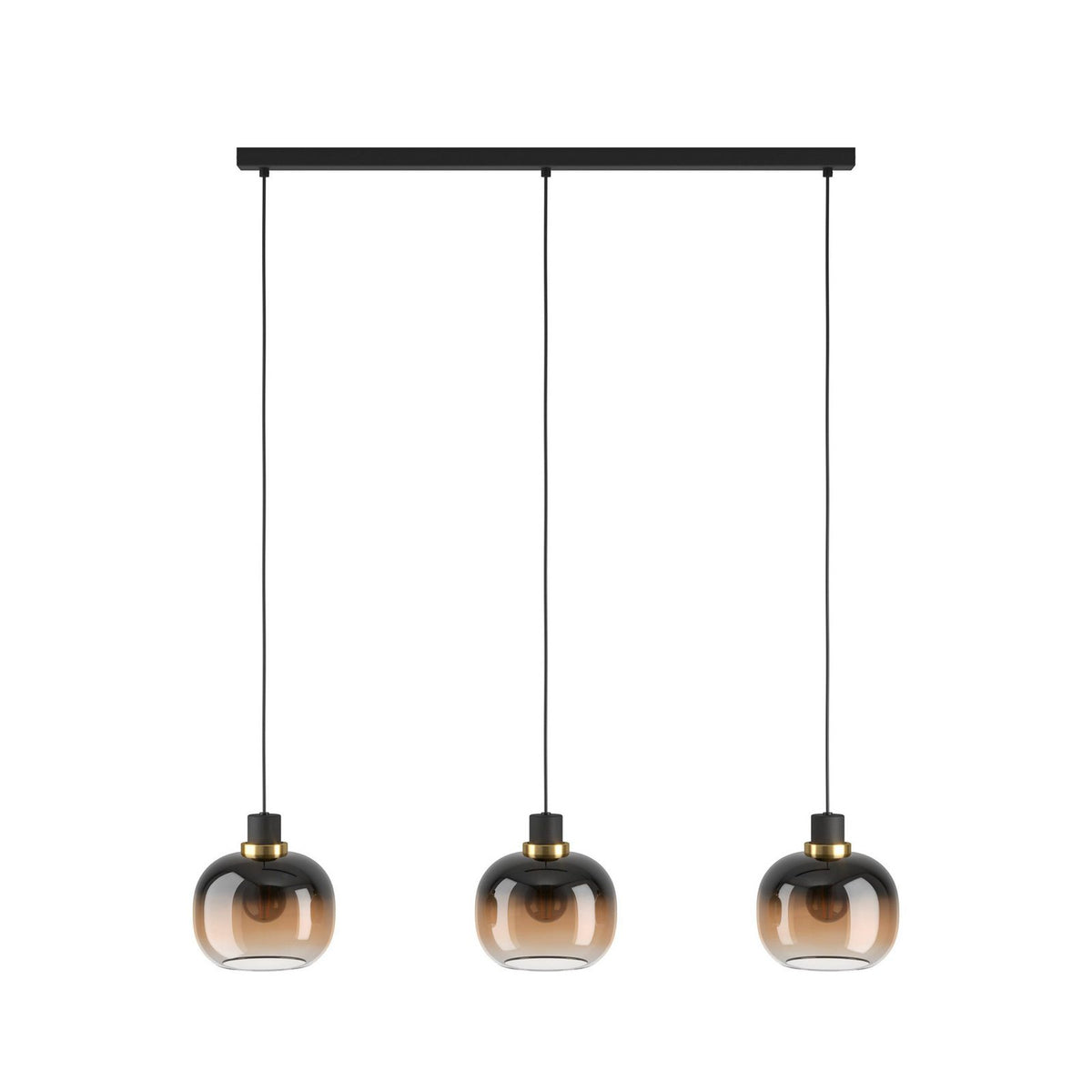 EGLO Hängelampe Pendelleuchte Oilella schwarz braun Glas Länge 95 cm 3-flam139 - 9002759996154