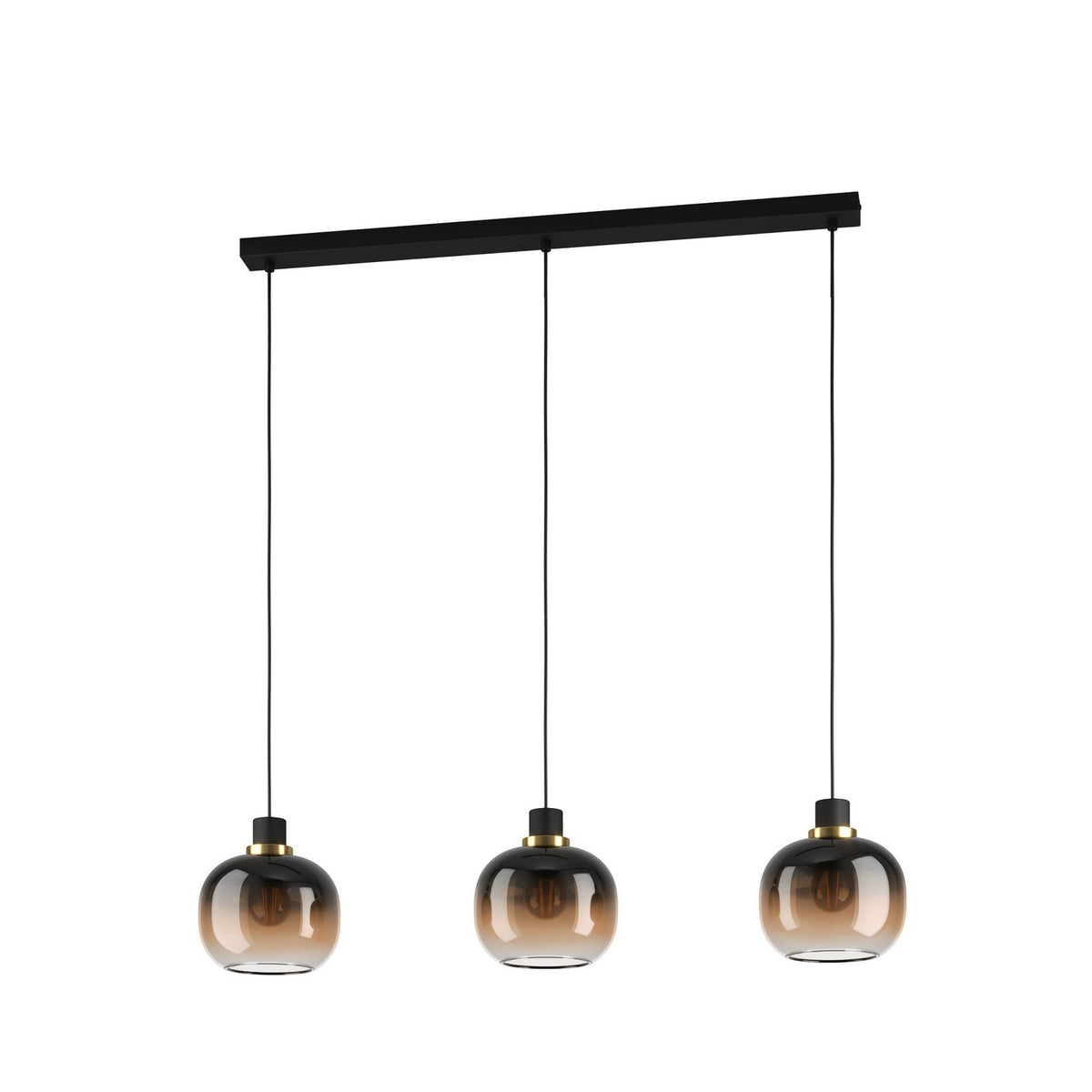 EGLO Hängelampe Pendelleuchte Oilella schwarz braun Glas Länge 95 cm 3-flam139 - 9002759996154