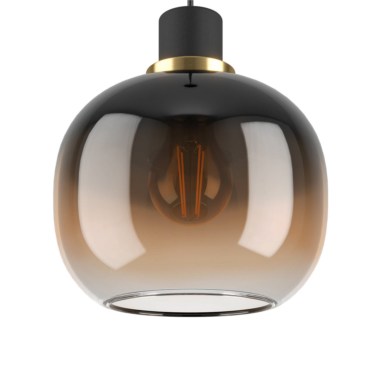 EGLO Hängelampe Pendelleuchte Oilella schwarz braun Glas Länge 95 cm 3-flam139 - 9002759996154