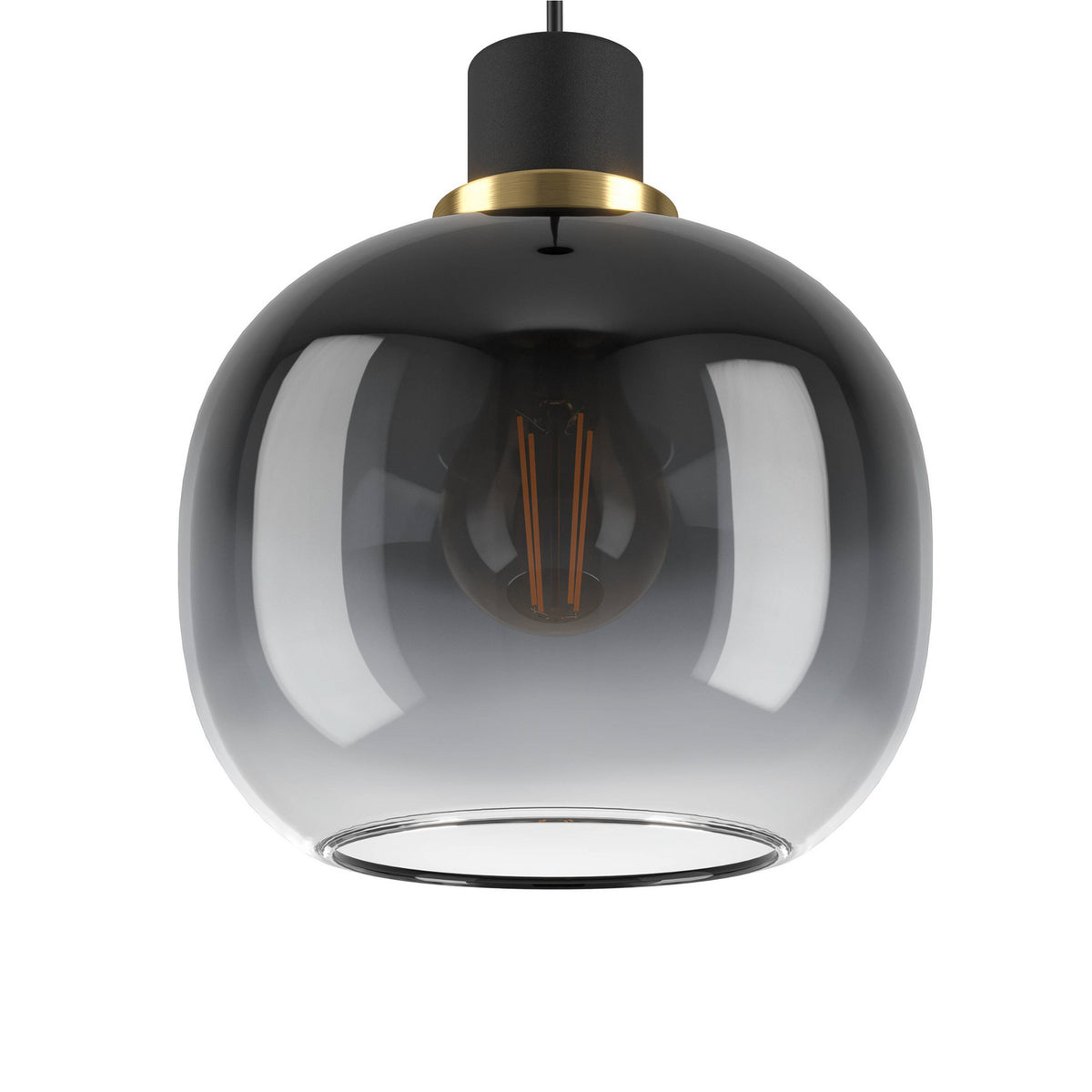 Oilella Hängelampe Pendelleuchte Lampe schwarz-grau Glas 3-flg Länge 95 cm - 9002759996178