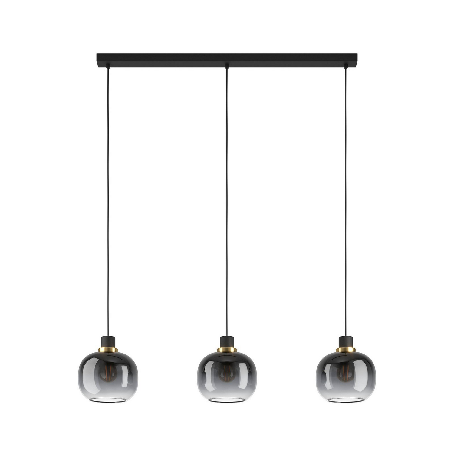 B-Ware Oilella Hängelampe Pendelleuchte Lampe Schwarz Grau Glas 3 Flg Länge 95 Cm - 9002759996178