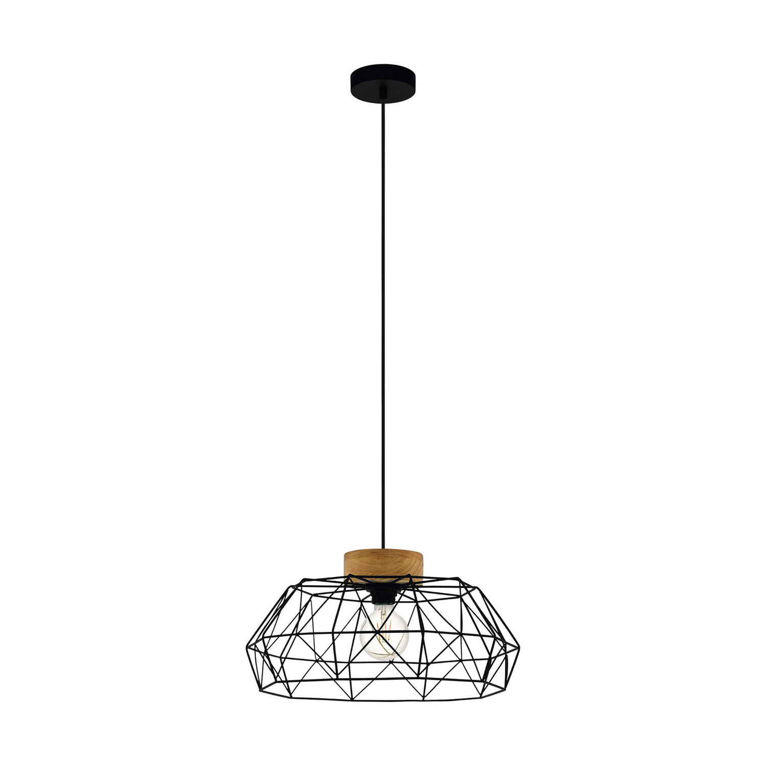 B-Ware Eglo Hängelampe Padstow Mit Käfigschirm Holzdetail Hängeleuchte Lampe Siehe Text - 9002759440893