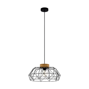 B-Ware Eglo Hängelampe Padstow Mit Käfigschirm Holzdetail Hängeleuchte Lampe Siehe Text