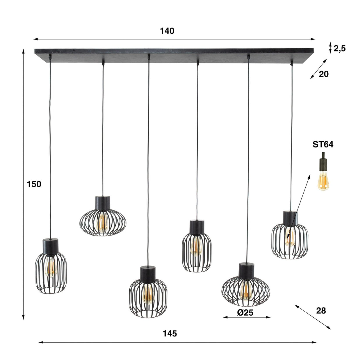 Prison Hängelampe Hängeleuchte Lampe Pendellampe Pendelleuchte E27 SIEHE TEXT - 8713244078354