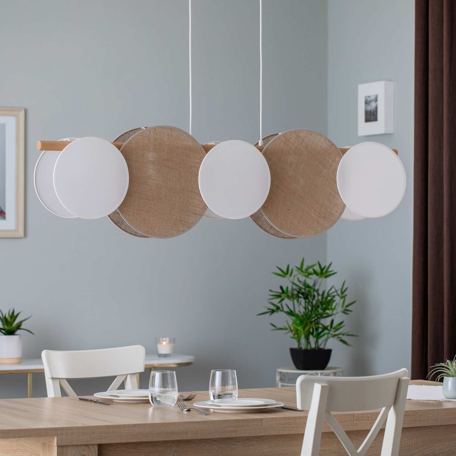 B-Ware Tk Lighting Hängelampe Pendelleuchte Pulse Juteschirme Naturbraun Weiß 5 Flg     - 5901780548155