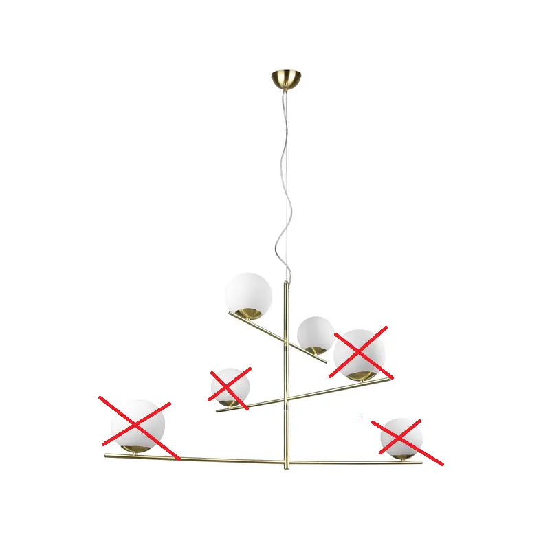 B-Ware Trio Lighting Hängelampe Pure Arme Schwenkbar 6fl Messing Weiß Siehe Text/Foto - 4017807522778