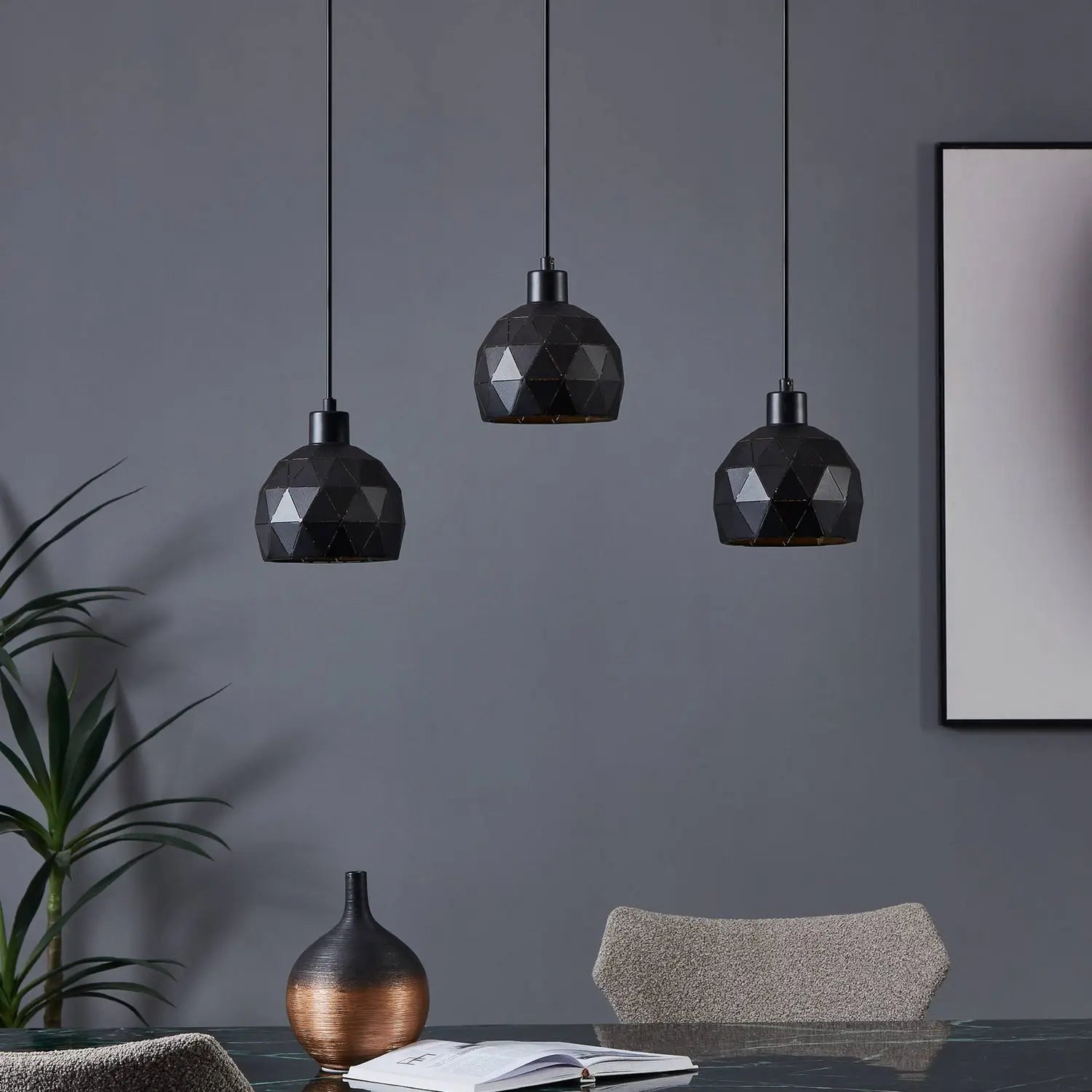 B-Ware Roccaforte Hängelampe Pendelleuchte Schwarz Gold Metall 75 Cm E14535 - 9002759978464