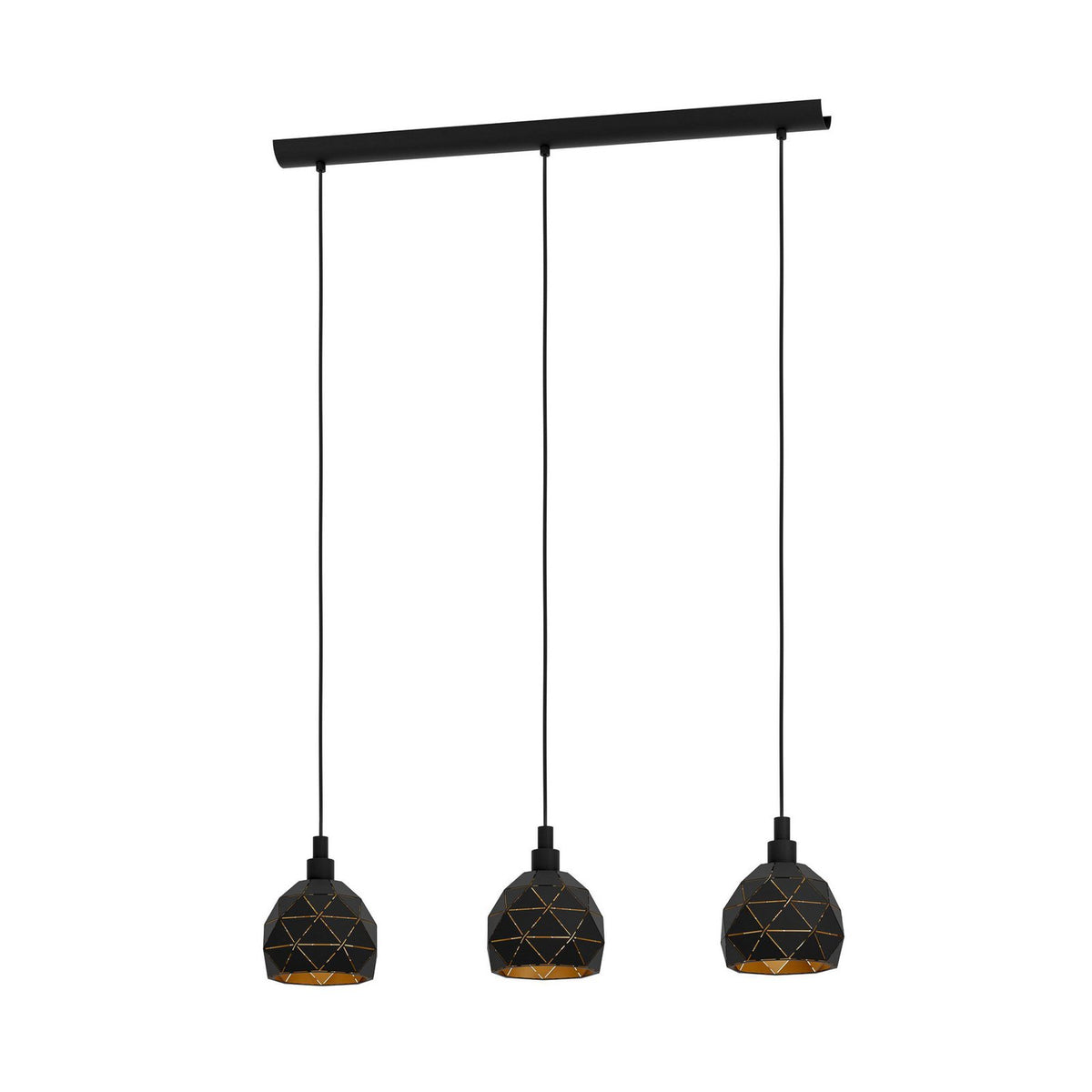 Roccaforte Hängelampe Pendelleuchte schwarz gold Metall 75 cm E14 - 9002759978464
