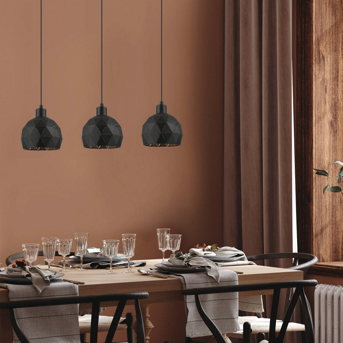 Roccaforte Hängelampe Pendelleuchte schwarz gold Metall 75 cm E14 - 9002759978464