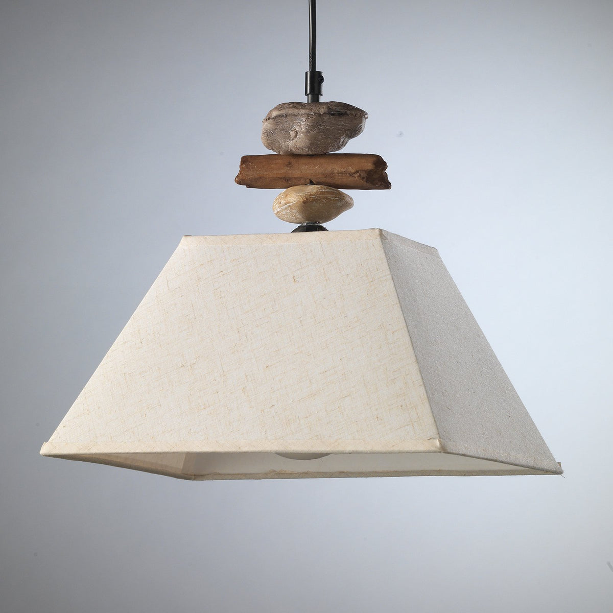 Hängelampe Seregon mit Textilschirm und Steindekor Deckenlampe Deckenleuchte - 8030626529434
