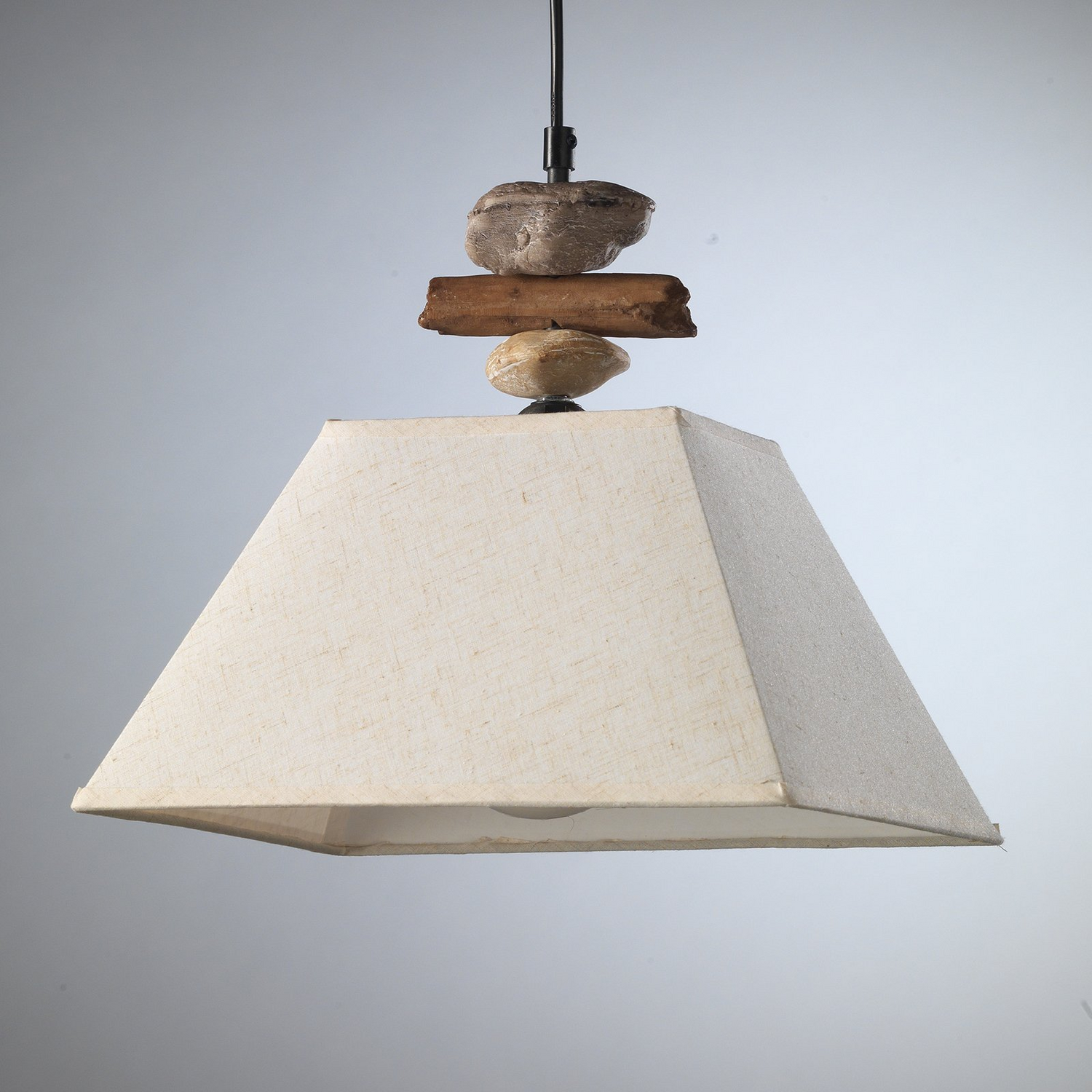 B-Ware Hängelampe Seregon Mit Textilschirm Und Steindekor Deckenlampe Deckenleuchte - 8030626529434