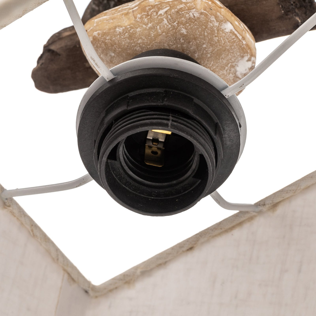 Hängelampe Seregon mit Textilschirm und Steindekor Deckenlampe Deckenleuchte - 8030626529434