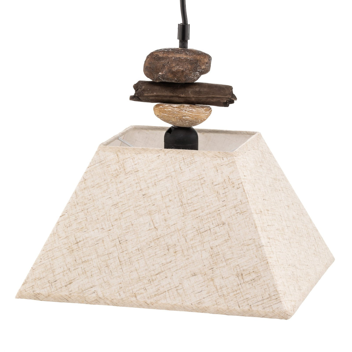Hängelampe Seregon mit Textilschirm und Steindekor Deckenlampe Deckenleuchte - 8030626529434