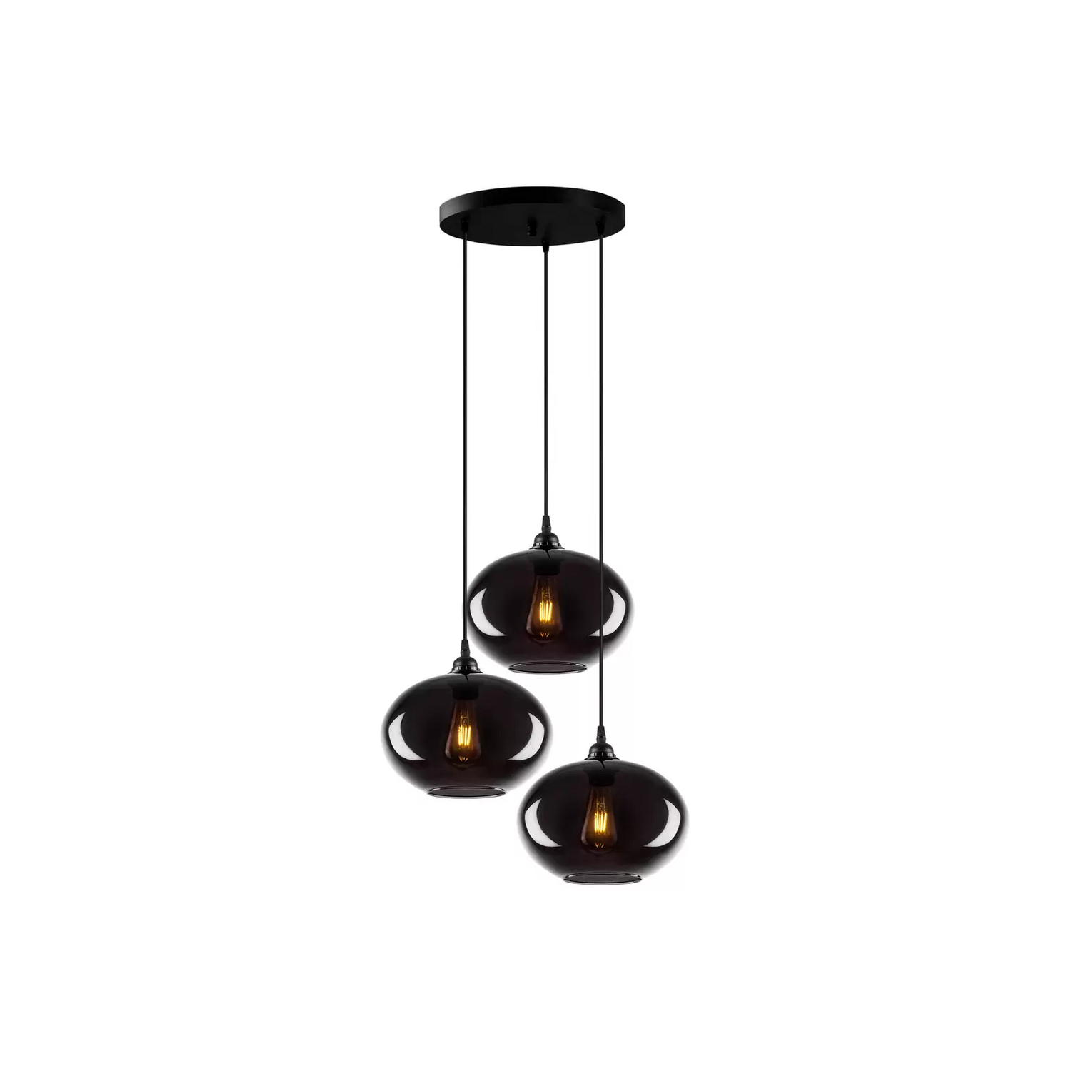 B-Ware Hängelampe Smoked 051 3 Flammig Rondell Glas ø27cm Hängeleuchte Lampe Spot E27 - 10023717