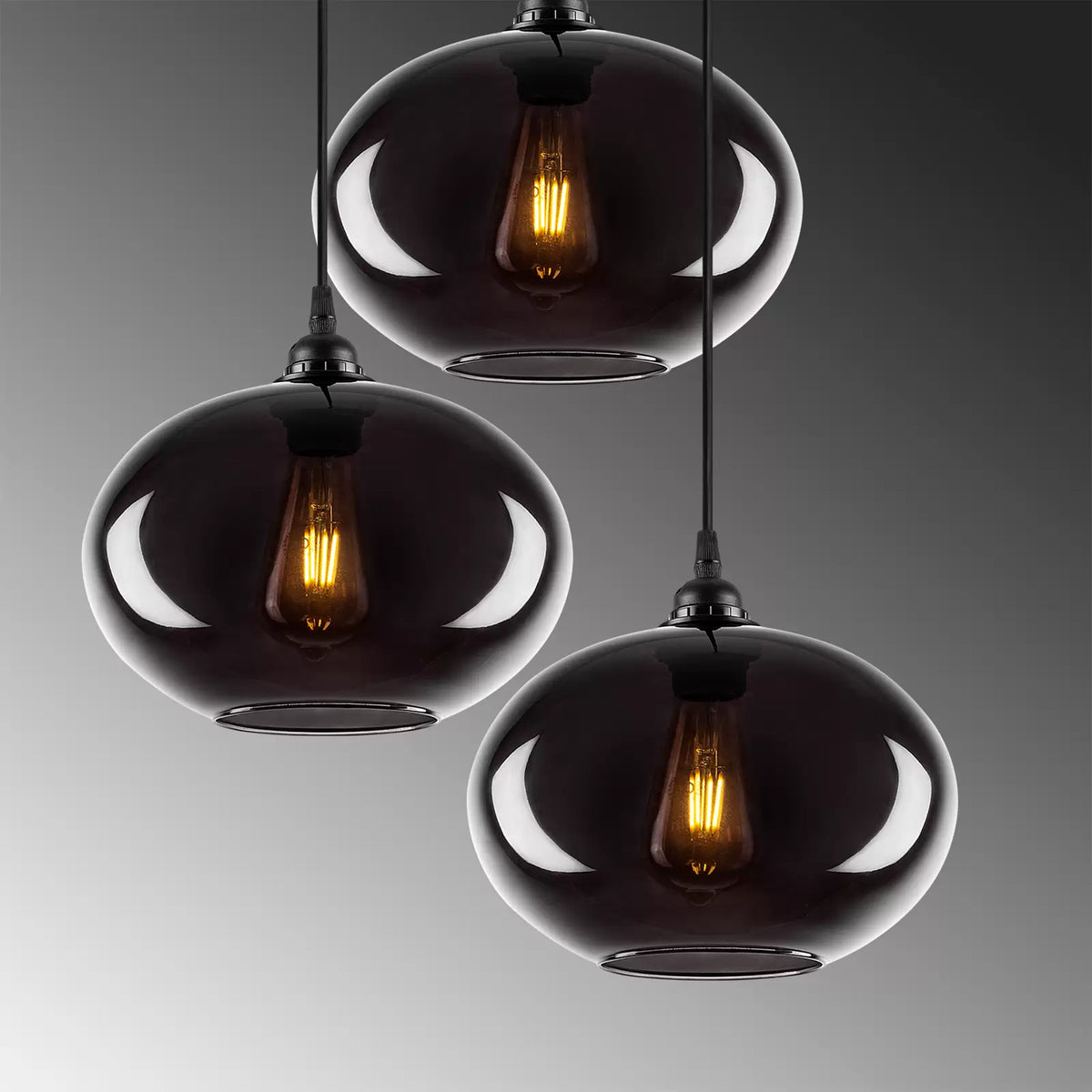 Hängelampe Smoked 051 3-flammig Rondell Glas Ø27cm Hängeleuchte Lampe Spot E27 - 10023717