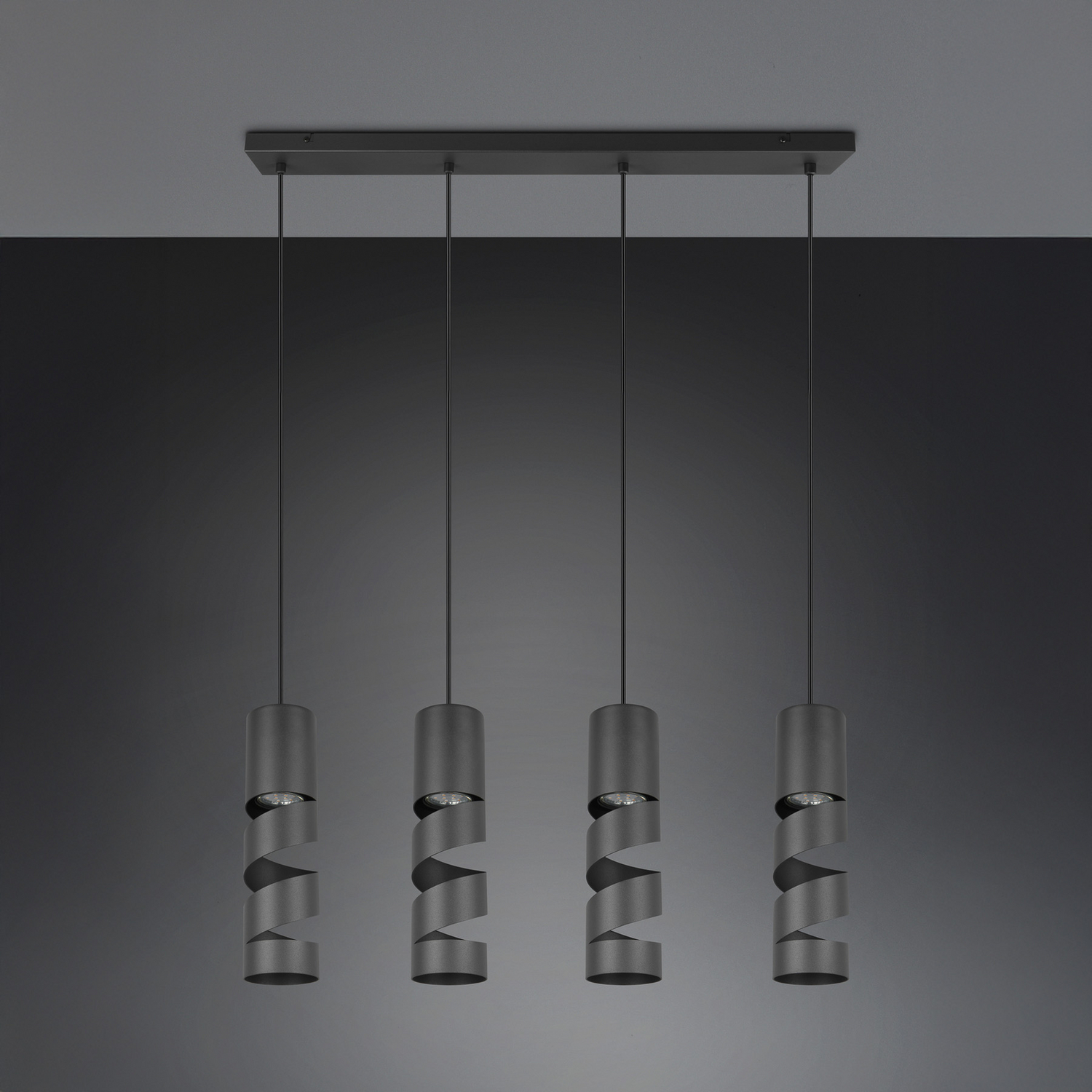 B-Ware Trio Lighting Hängelampe Pendelleuchte Stream Schwarz Metall 80cm 4flammig Gu10 - 4017807613995