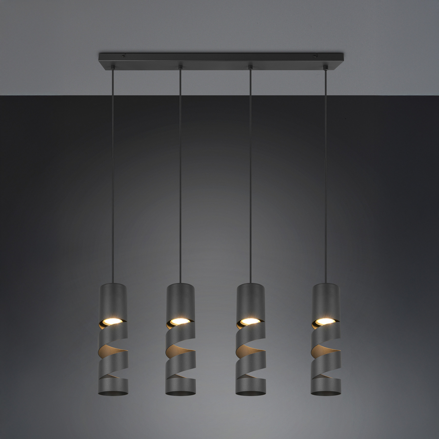 B-Ware Trio Lighting Hängelampe Pendelleuchte Stream Schwarz Metall 80cm 4flammig Gu10 - 4017807613995