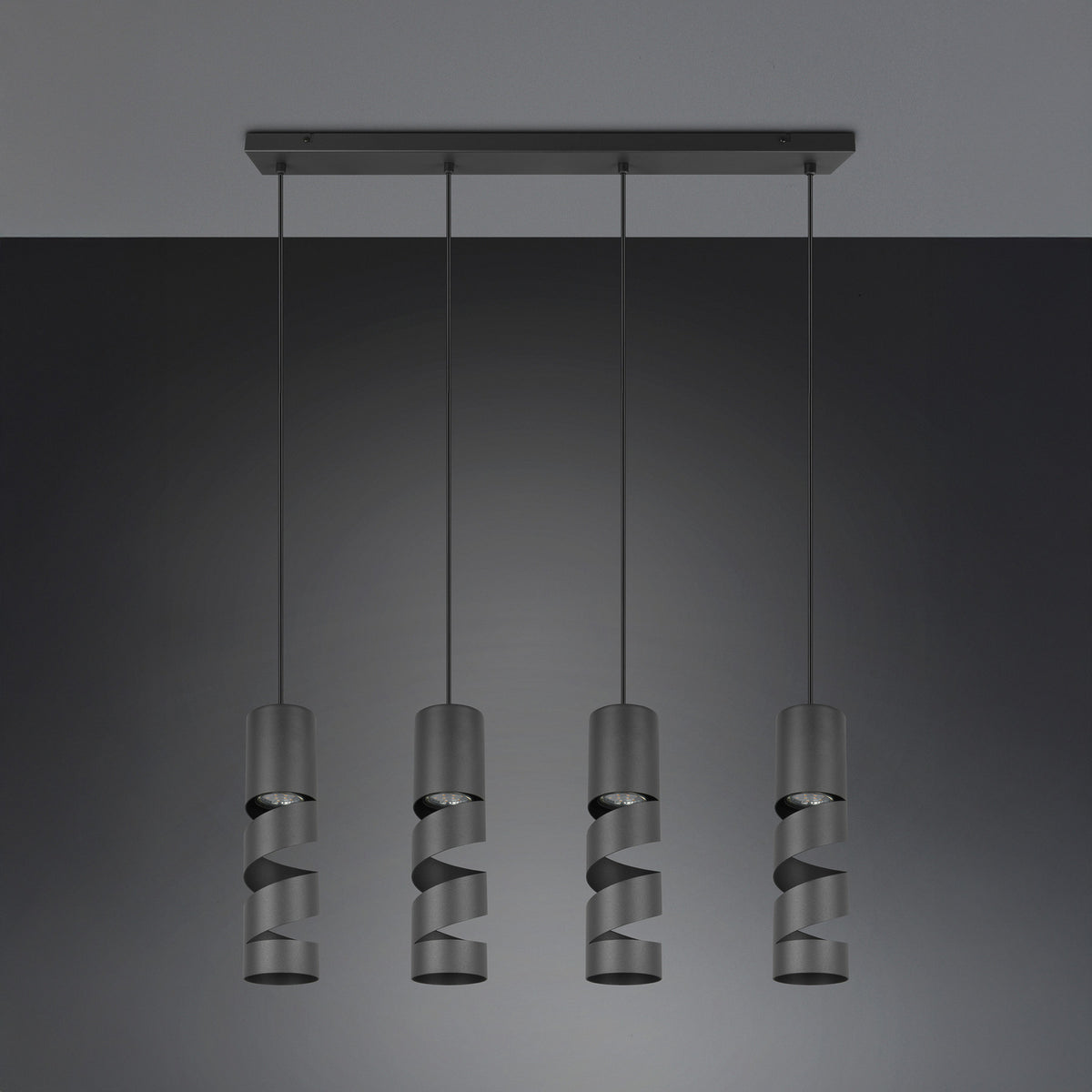 Trio Lighting Hängelampe Pendelleuchte Stream schwarz Metall 80cm 4flammig GU10 - 4017807613995