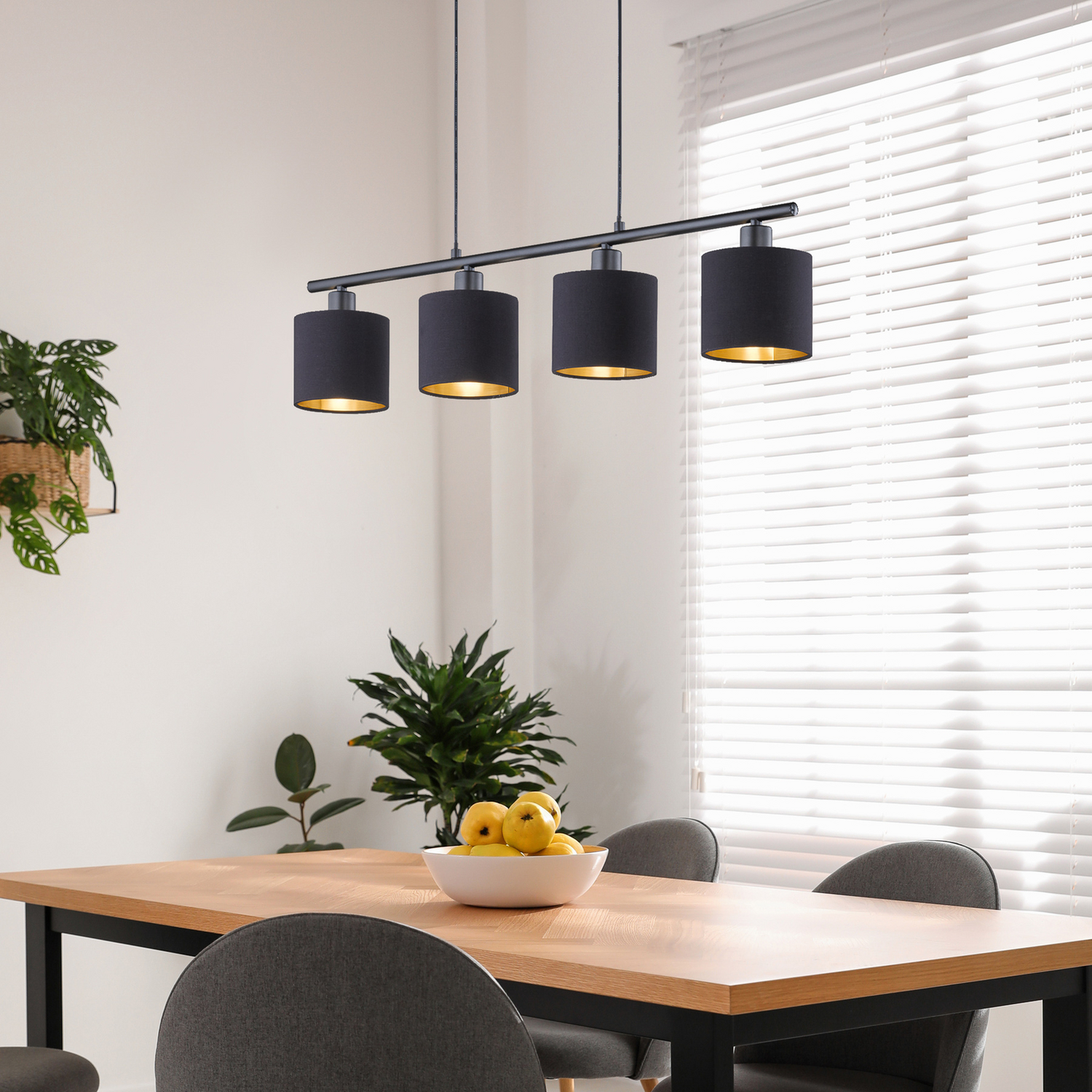 B-Ware Reality Retrofit Pendellampe Tommy 4 Flg Hängeleuchte Deckenlampe Schwarz - 4017807389005