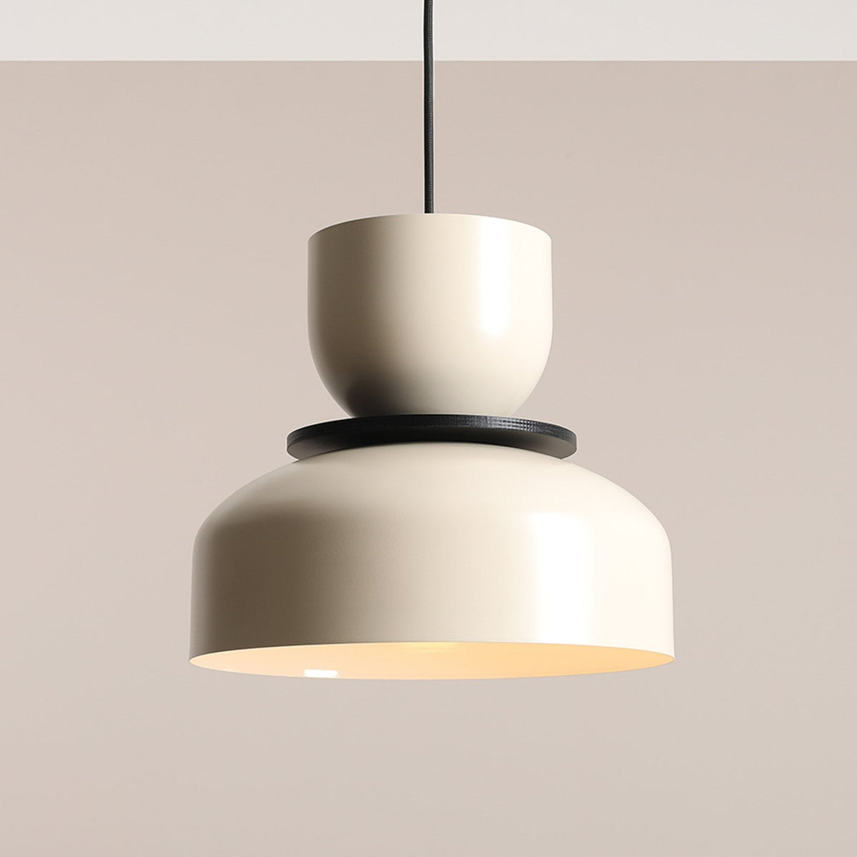 Hängelampe Uto Pendelleuchte Deckenleuchte creme Kabel schwarz Metall 30 cm - 5904798659097